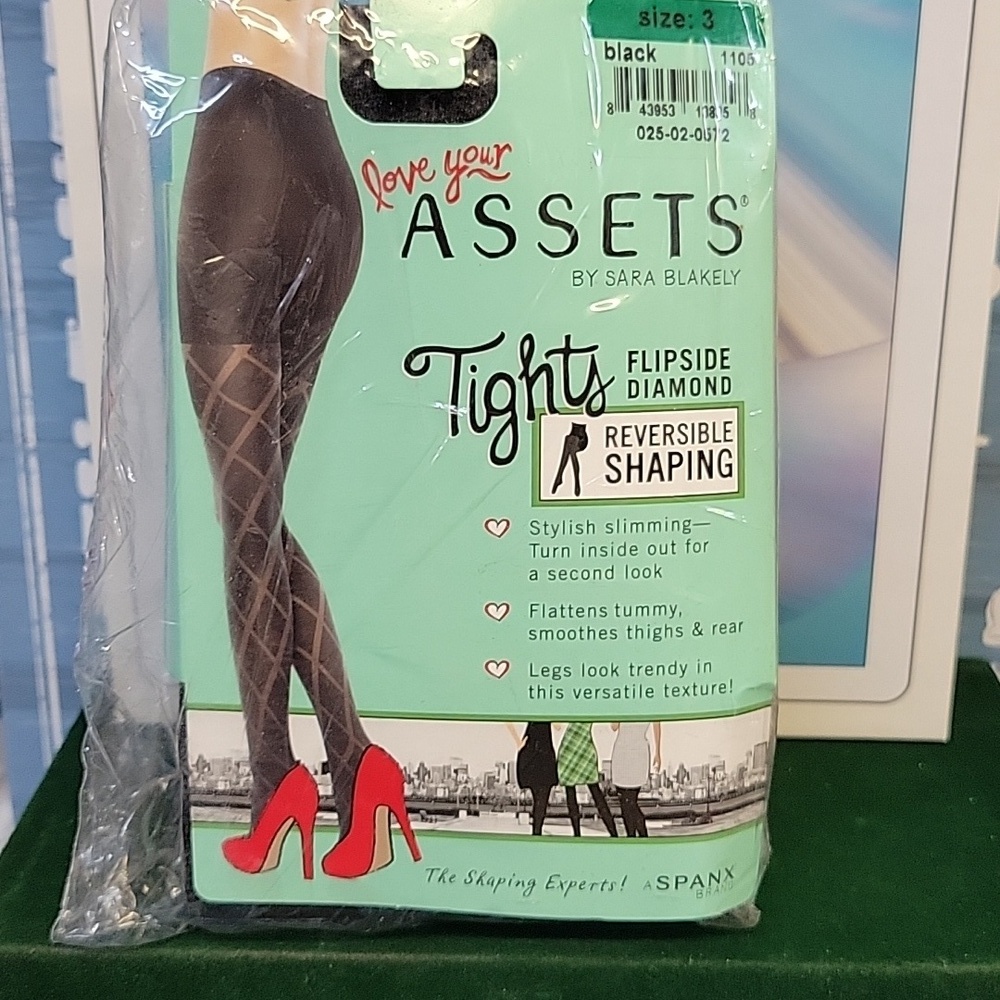 Spanx Love Your Assets Tights Flipside Diamond Reversible Shaping Size 3